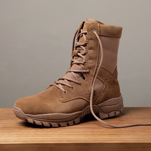 新式棕色作战靴男超轻作战训靴高帮拉链沙漠训练靴春秋户外登山靴