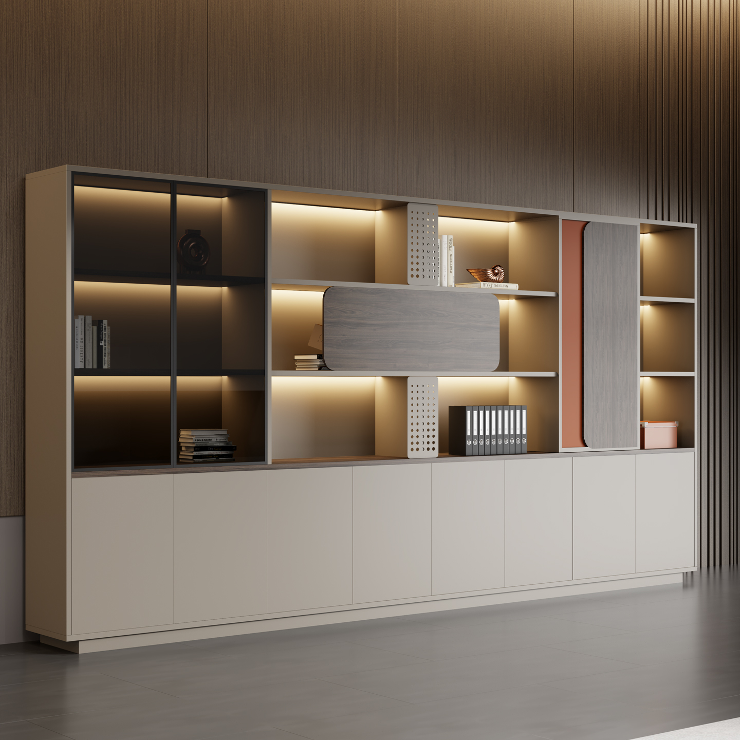 文件柜办公室文件柜木质简约书柜老板桌背景柜靠墙落地储物柜柜子