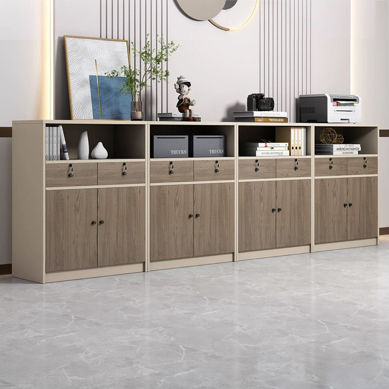 现代简约木质带锁多抽屉办公矮柜