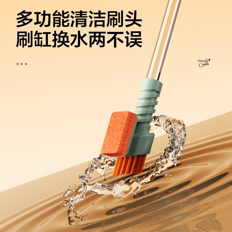 小型鱼缸换水神器清洗沙吸便器虹吸管抽水器手动清洁刷粪便清理器