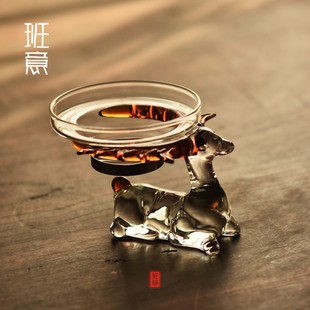 玻璃茶漏创意梅花鹿茶叶过滤器漏斗网茶隔托架可爱功夫茶具配件