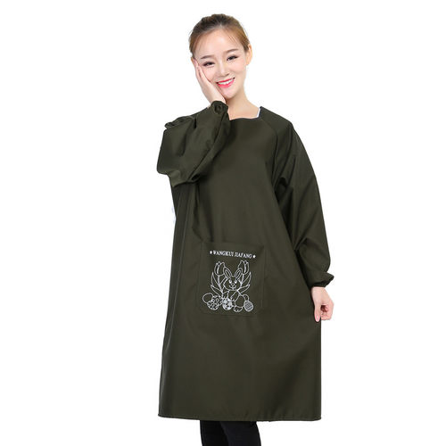 防水新款防油长袖反罩衣大人长款时尚理发绘画厨房围裙男女倒背衣