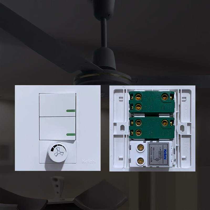 86型二开双控带调速开关暗装2位双联双开吊扇电风扇无级调速开关