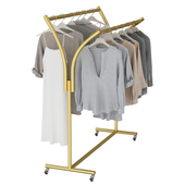 服装 上墙挂衣货架移动带轮 店中岛展示架落地专用双排杠陈列女童装