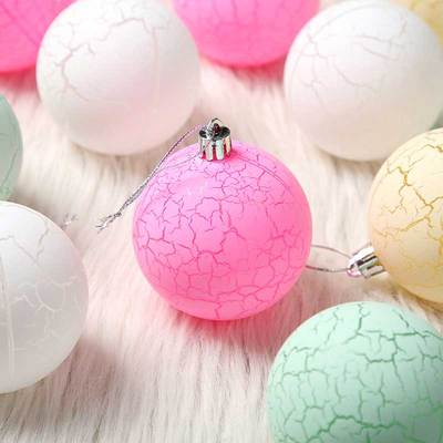 圣诞球新品裂纹球吊饰圣诞树挂件橱窗柜台创意布置装饰品彩球盒装