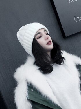 帽子假发一体女齐肩短发冬季新款时尚针织帽子百搭可爱加厚假发套