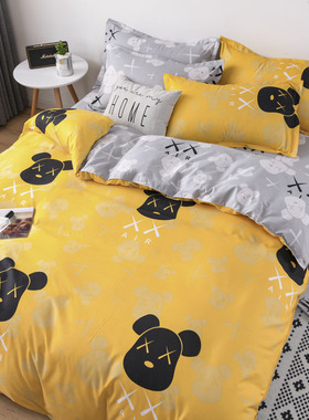 网红黑色被套床单件被罩女150x200x230宿舍单人1.5米1.8x2m被子套