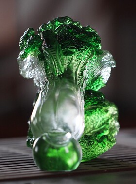 琉璃财上生财白菜摆件居家客厅商铺前台桌面装饰开业送礼工艺品