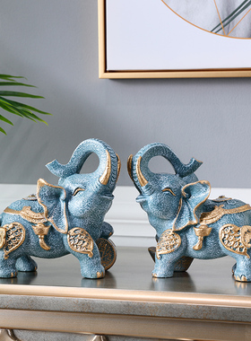 象摆件一对家居饰品新房摆设 客厅电视柜创意美式欧式装饰工艺品