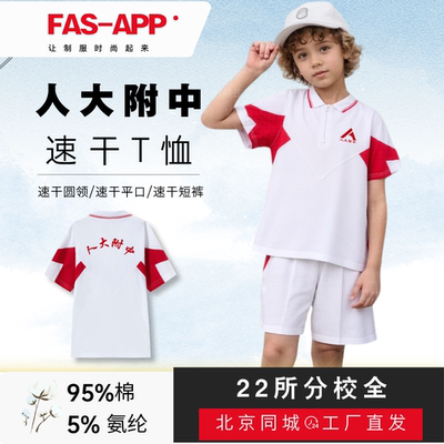 人大附中校服  速干T恤立领朝阳昌平经开学校夏季短袖透气直筒裤