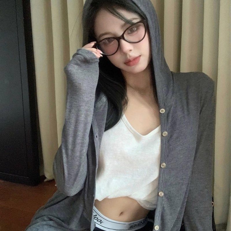 法式复古春秋外搭薄款针织休闲开衫女连帽外套宽松气质长袖上衣冬,女装/女士精品,毛针织衫,淘宝优惠券,粉丝福利购,淘宝优惠卷