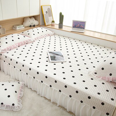 定制全棉夹棉榻榻米床盖纯棉炕床墙围边2023新款床垫子床单罩防滑