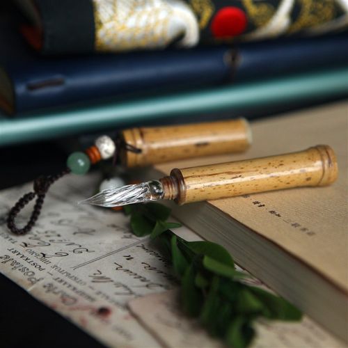 【七十二号笔家】复古手工迷你斑竹玻璃笔手账蘸水笔挂件彩墨钢笔