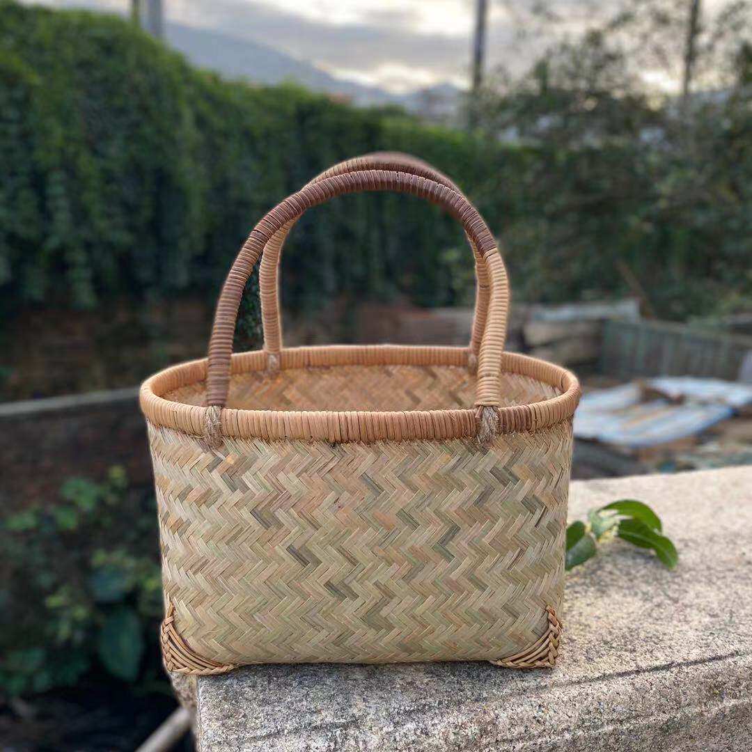 竹制品竹编手提篮菜篮单肩包杂物收纳筐小物件竹编筐,特色手工艺,竹编/竹雕,淘宝优惠券,粉丝福利购,淘宝优惠卷