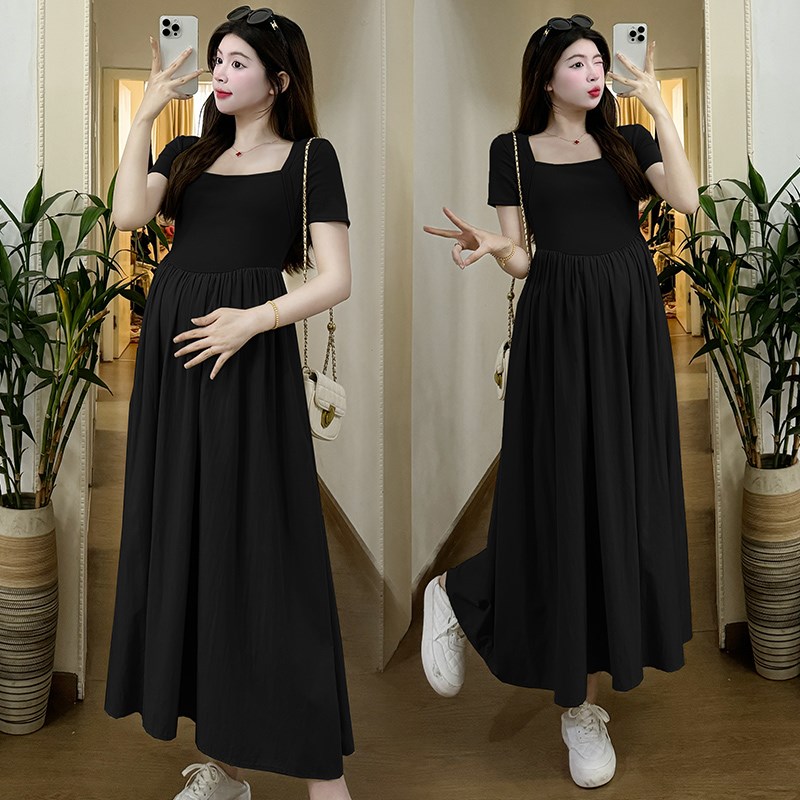 孕妇裙子夏装高级感宽松显瘦过膝长裙小清新减龄夏季怀孕期连衣裙