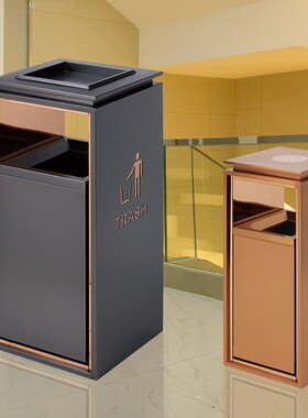 NN0I商场酒店禁烟大堂立式垃圾桶电F梯口不锈钢R带烟灰缸滑轨果皮