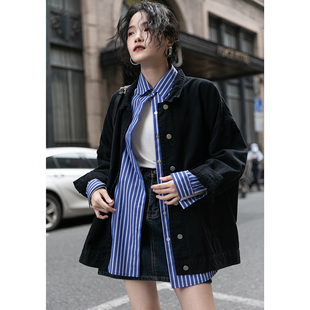 觅定工装牛仔外套女春秋秋季秋装秋冬早秋百搭宽T松韩版新款小众
