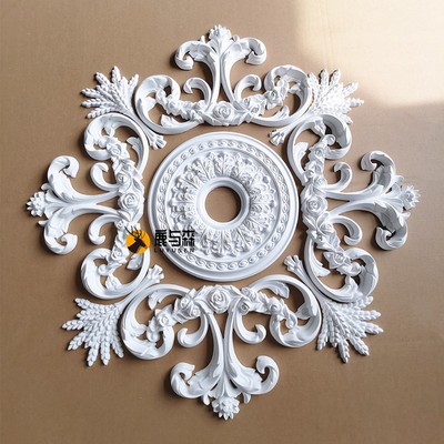 拼花组合PeU灯盘圆形欧式吊顶灯池造型装饰雕花吊灯底座灯座仿石