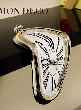 现代简约创意流淌时钟挂钟摆件客厅书架K样板间售楼处装饰品摆设