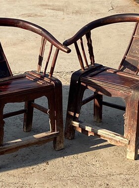 民俗怀旧老物件明清旧家俱典实木圈E椅老圈椅子扶手椅子茶室主椅