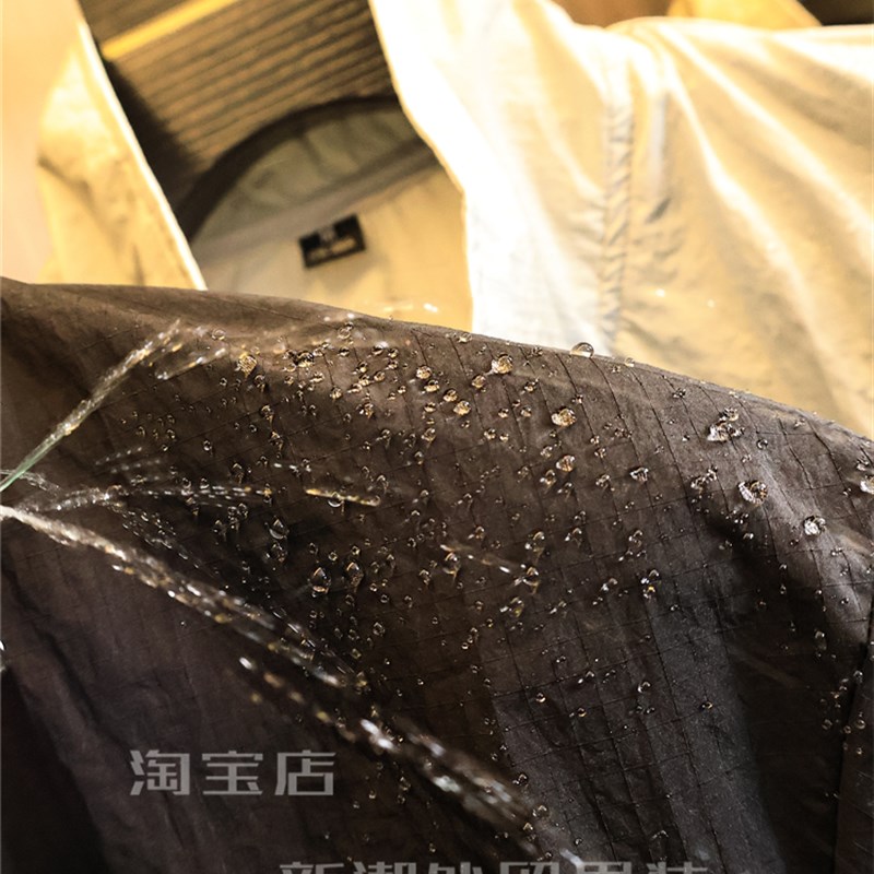 冷雾纱线/户外机能!防泼水!夏季男士OS版宽松拉链立领时尚短袖T