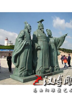 玻璃钢仿铜范蠡人物雕塑园林铸铜古代名人写字场景雕塑铜雕名人像