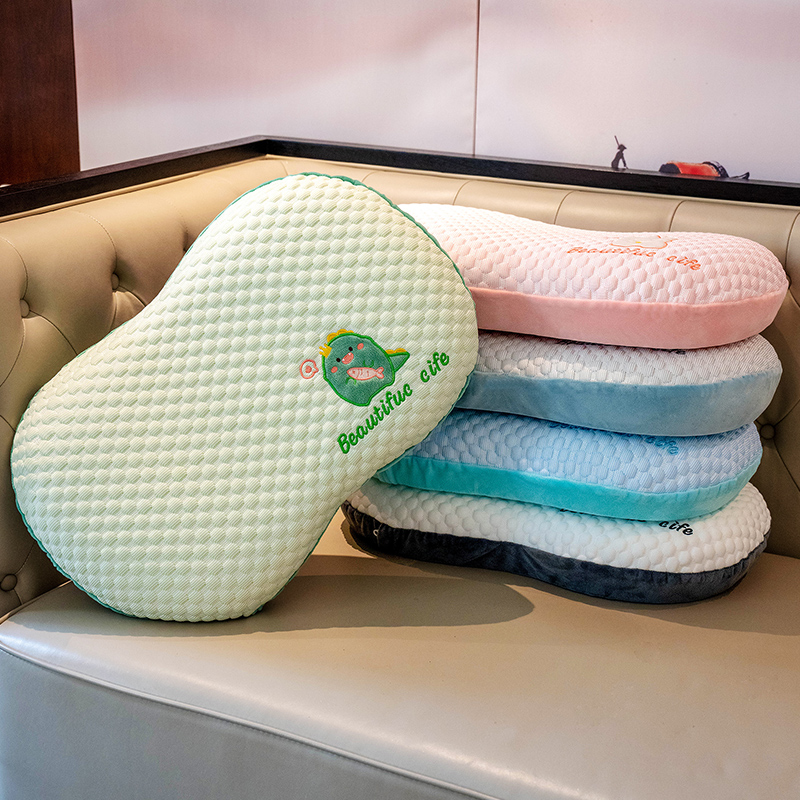 记忆棉枕护颈椎助睡眠猫肚皮凉感豆豆枕头宿舍单人侧睡柔软回弹枕