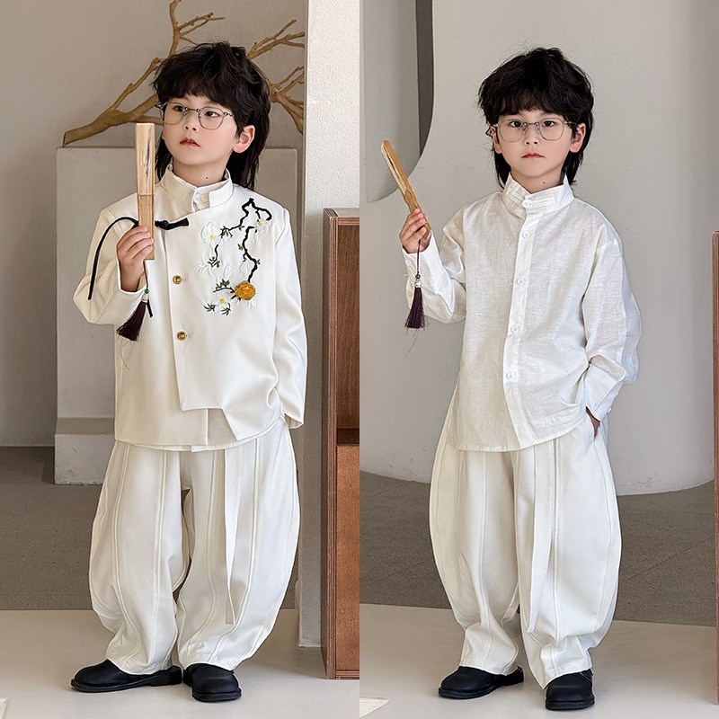 男童西装套装休闲儿童汉服国风新中式礼服复古洋气时尚表演出唐装
