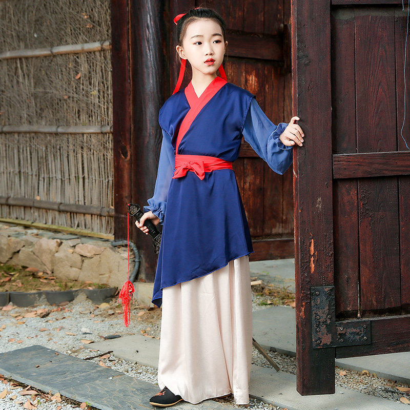 花木兰童装六一儿童演出服改良汉服女童夏角色扮演服装中国风男女图片