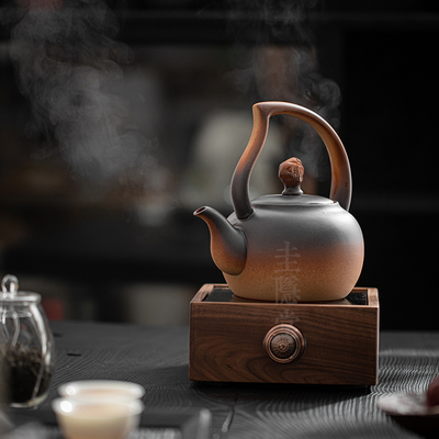 圭隐堂老岩泥粗陶围炉煮茶壶提梁壶家用复古大容量泡茶壶烧水壶