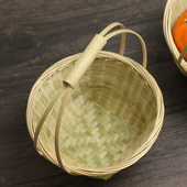 竹编小提手篮 花篮吊篮水果篮子 家用收纳筐纯手工茶点篮创意提篮