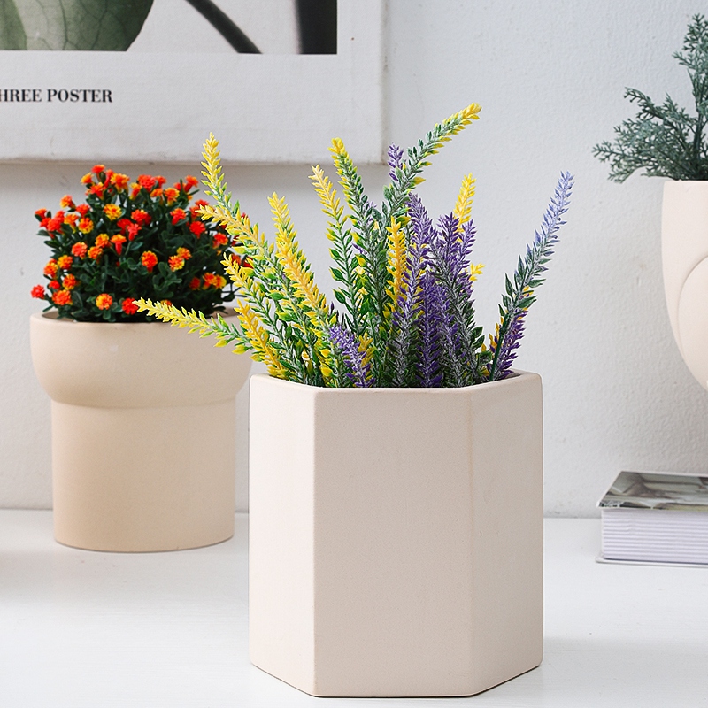 人像几何北欧素烧陶土花盆有孔透气吸水带托盘花卉仙人掌绿植瓷器