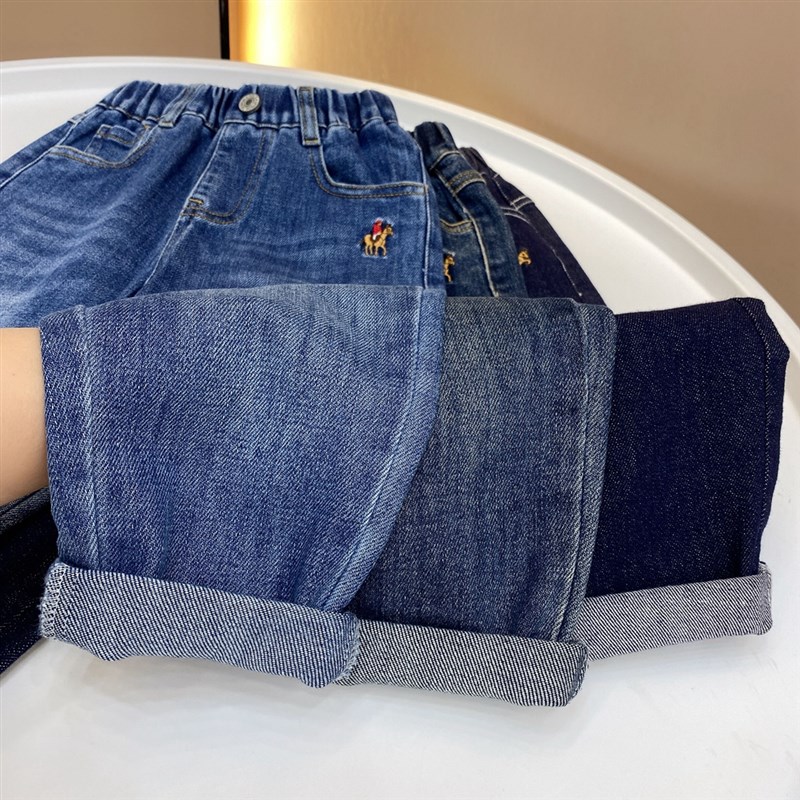 春秋季新款儿童休闲长裤百搭中腰微弹棉质中大童宝宝洋气牛仔裤