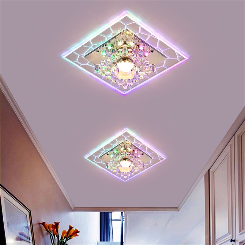 方形led水晶走廊灯过道灯led筒灯嵌入式洞灯玄关入户灯孔灯灯具