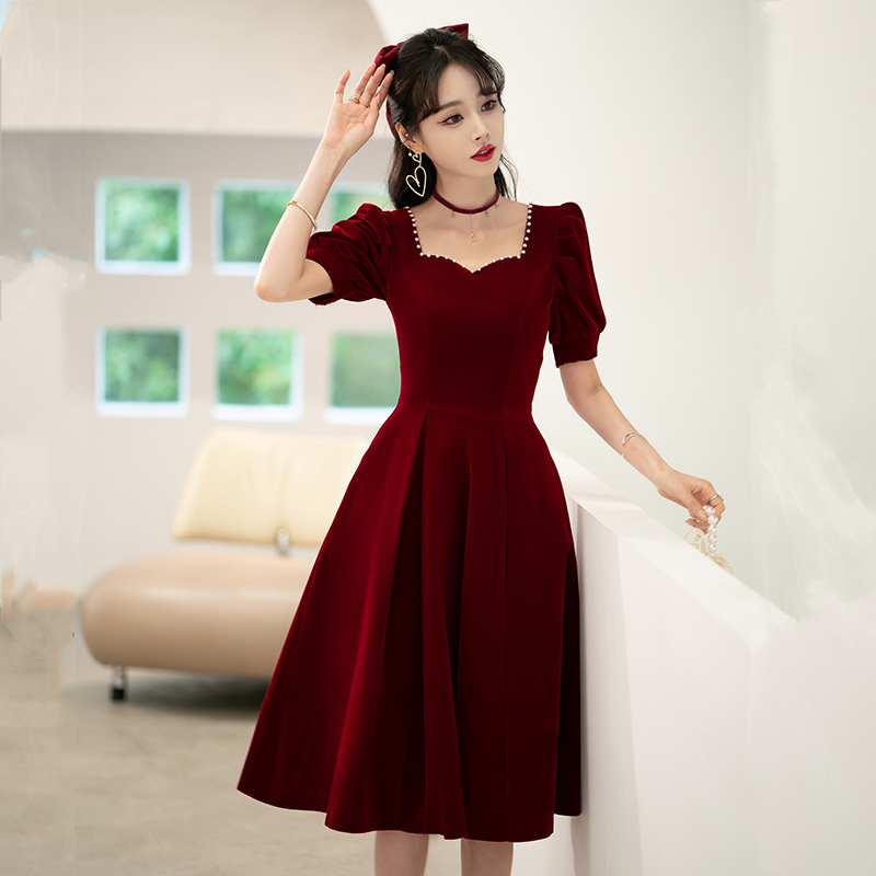 敬酒服新娘夏季结婚礼服平时可穿回门订婚气质法式小个子连衣裙女