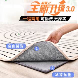 可拆卸可机洗石墨烯电热地毯碳晶地暖垫家用客厅电加热地热垫定制