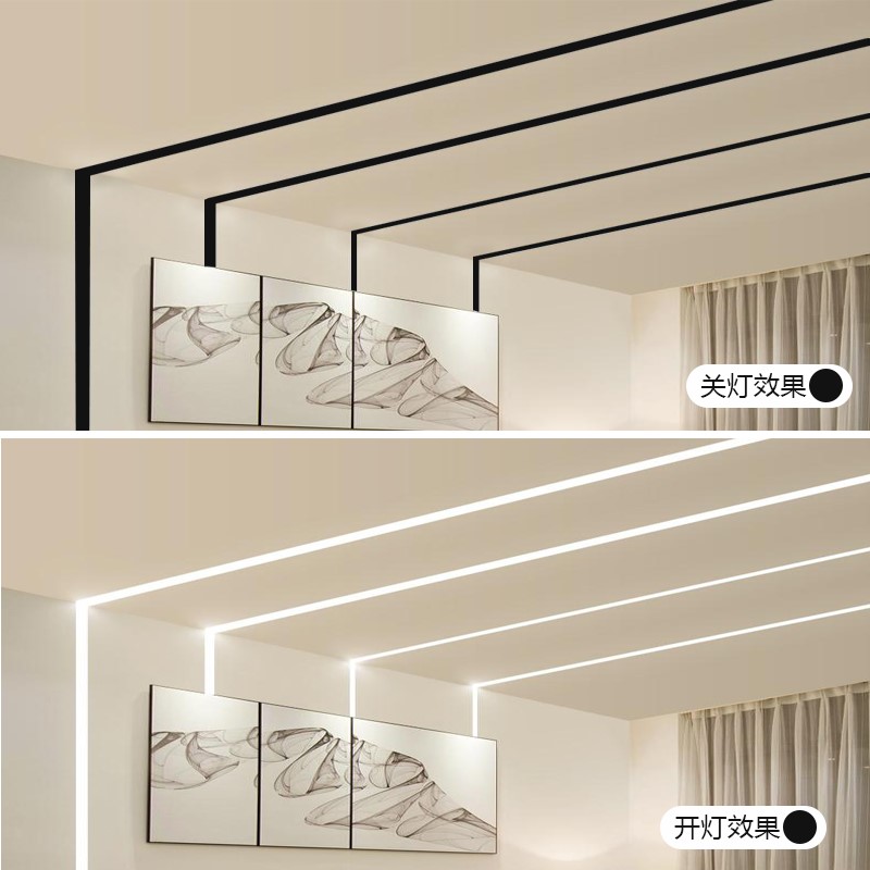 led线条灯黑色铝槽U型明装线形灯线性灯卡槽暗装嵌入式铝合金灯槽