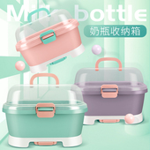 婴儿奶瓶收纳箱奶瓶架晾干架防尘带盖宝宝辅食餐具收纳盒大号沥水