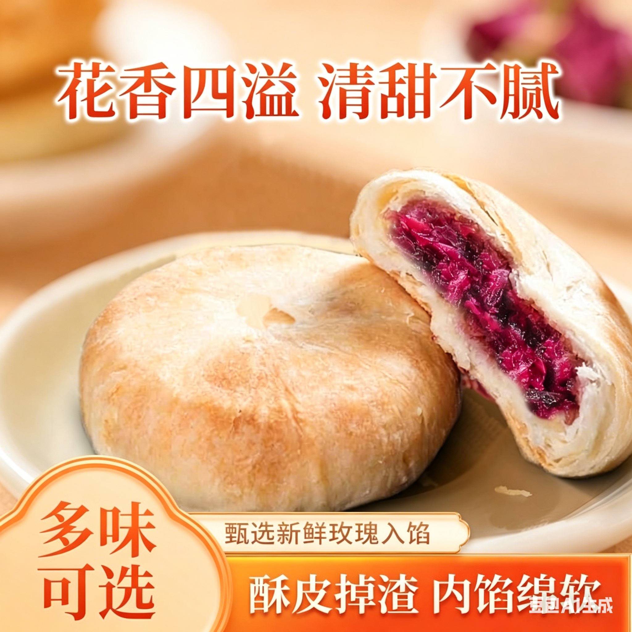 玫瑰鲜花饼经典现烤传统糕点心伴手礼零食多口味正宗云南手工特产