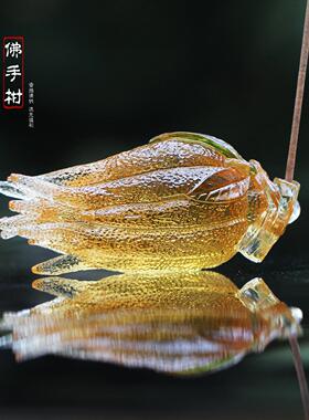 琉璃佛手柑香插摆件清供水晶家居装饰办公室桌面摆设送朋友书房礼