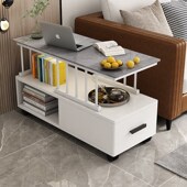 沙发侧边柜边几岩板边柜客厅家用桌子小型边桌靠墙窄柜轻奢带滑轮