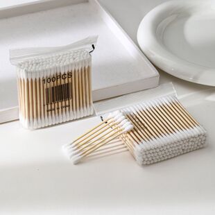100支装 双头棉签木棒一次性化妆卸妆棉签无菌棉棒