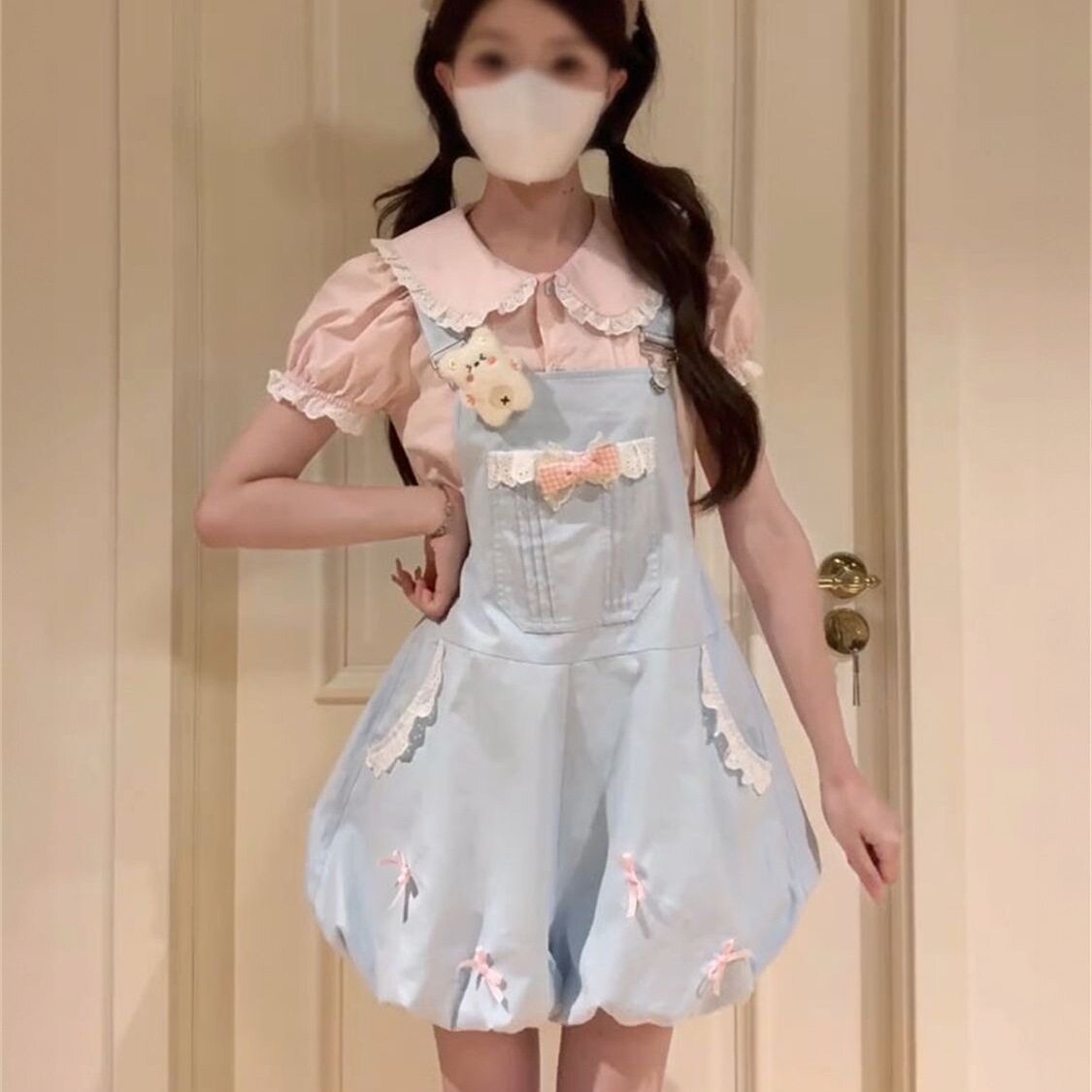 学院风甜美蝴蝶结宽松背