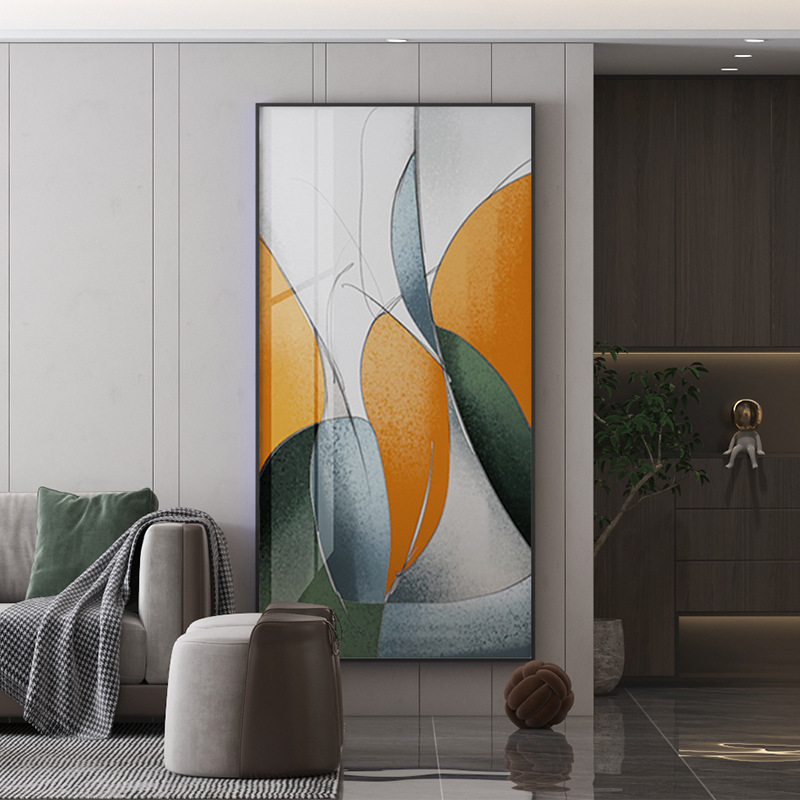 玄关装饰画素描线条水彩壁画现代简约竖版客厅沙发餐厅背景墙挂画图片