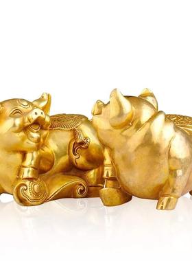 纯铜猪摆件金猪一对生肖猪元宝如意猪富足猪家居补角开业乔迁礼品