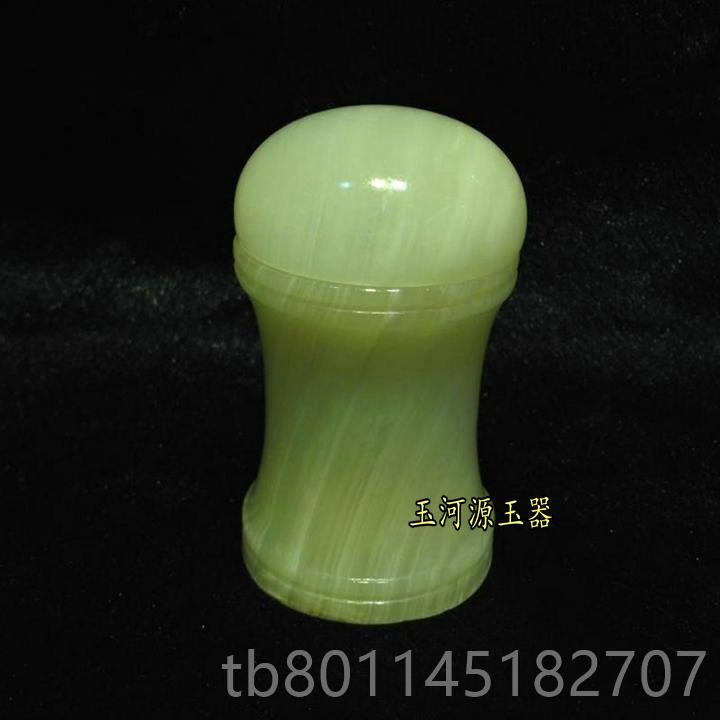 新迷你牙签天然头阿富汗白石玉玉石雕筒石制盒牙签罐带盖无缝子摆