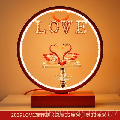 新结婚台灯一对物婚床房头灯新娘陪嫁礼装饰用红卧室色长明命喜庆