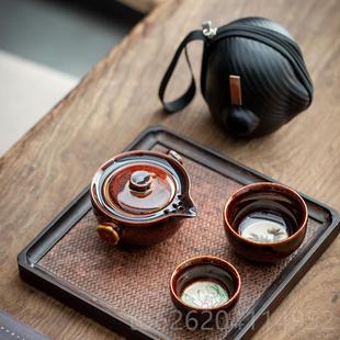 携式 高档快客杯一壶杯便装 车载旅行功夫茶具套收纳包杯陶瓷泡茶小