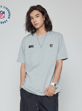 NFL美职橄榄球联盟超级碗美式运动花灰色基础印花宽松圆领短袖T恤