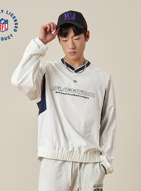 梓渝同款NFL美橄超级碗卫衣 美式复古运动刺绣印花速干V领长袖T恤